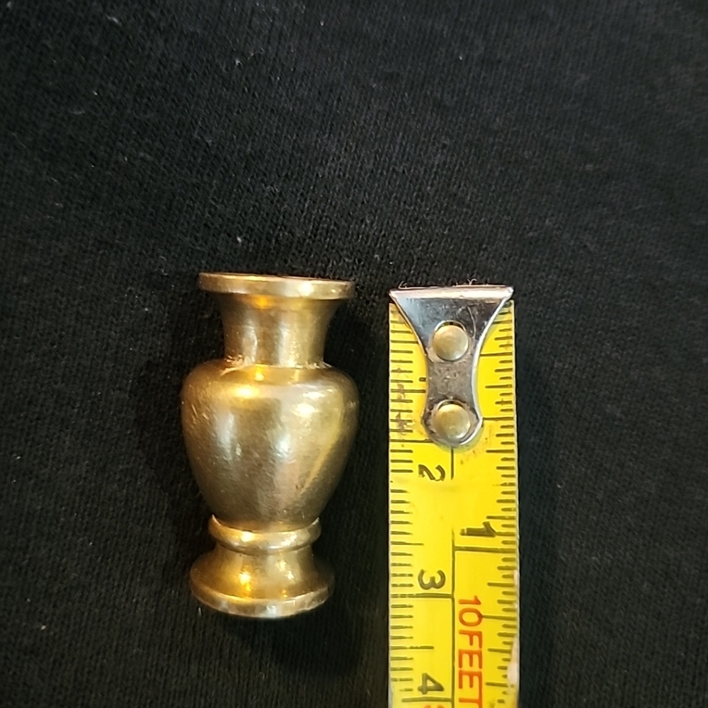 Miniature Vintage Brass Bulb Vase - Picture 2 of 3